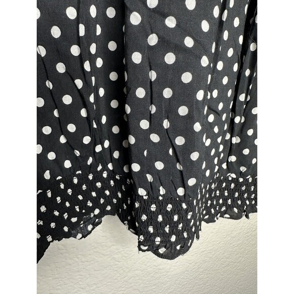 Sponse Shirt Womens Small Black White Polka Dot Flutter Sleeve Elastic Hem Top - Picture 3 of 7